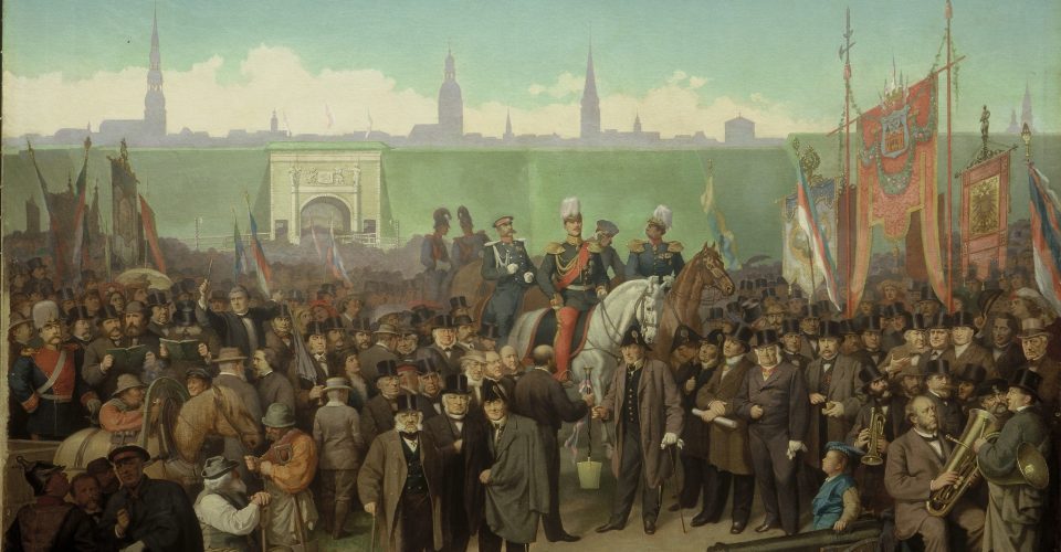 Ceremonious commencement of dismantling Riga’s ramparts on 15 November 1857. Artist Julius Gottfried Siegmund. Late 19th cent.