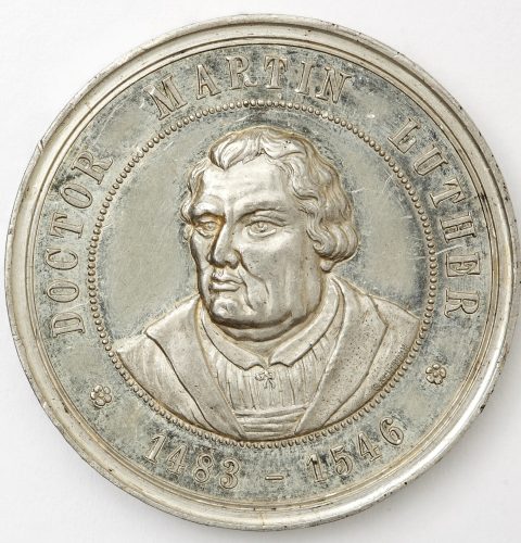 Medal commemorating the 400th anniversary of the birth of Martin Luther (1483–1546). Obverse. Riga, medal master E. Bakstads, 1883. Alva.