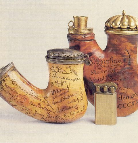 Wooden pipes of the students’ corporations, with the members’ signatures. Riga, 1903; Dorpat, 1825