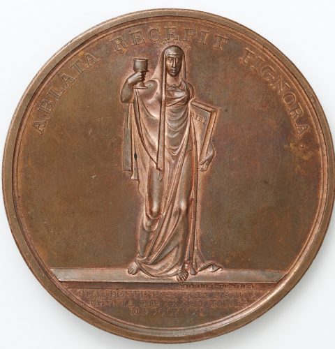 Medal of the 300th anniversary of the Reformation in Finland. Reverse. Russia, St. Petersburg, medal master Count F. Tolstoy, 1817. Copper.